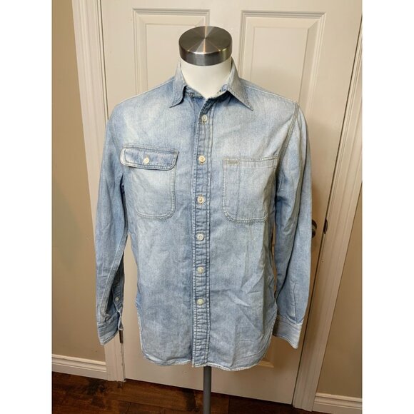 Ralph Lauren Collection Light Was Blue Denim Button-Up Shirt, Size 00 - Picture 1 of 6